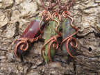 Polished Bastite (Epidote Piemontite) Dragons Blood Stone Crystals Set In Copper Art Wire Wrap Pendant - sold per piece - South Africa - TopRock