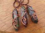 Polished Bastite (Epidote Piemontite) Dragons Blood Stone Crystals Set In Copper Art Wire Wrap Pendant - sold per piece - South Africa - TopRock