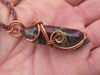 Polished Bastite (Epidote Piemontite) Dragons Blood Stone Crystals Set In Copper Art Wire Wrap Pendant - sold per piece - South Africa - TopRock