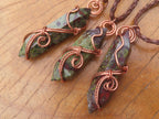 Polished Bastite (Epidote Piemontite) Dragons Blood Stone Crystals Set In Copper Art Wire Wrap Pendant - sold per piece - South Africa - TopRock